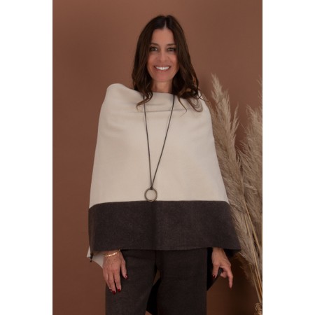 Henriette Steffensen Contrast Kit/Chokolate Hem Fleece Poncho - Beige