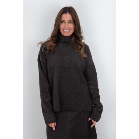 Henriette Steffensen Polo Neck Chokolate Fleece Top - Brown