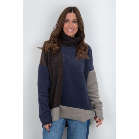 Henriette Steffensen High Neck Patch Fleece Sweater - Blue