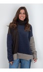 Henriette Steffensen Evening Blue / Chokolate / Elephant High Neck Patch Fleece Sweater  
