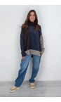 Henriette Steffensen Evening Blue / Chokolate / Elephant High Neck Patch Fleece Sweater  