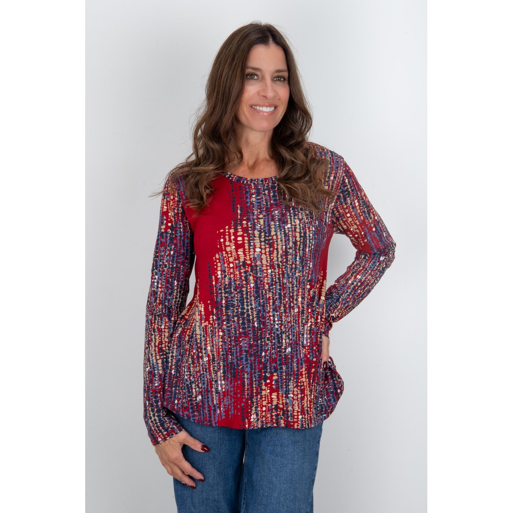 Masai Clothing MaBadisna Jersey Print Top Red Dahlia