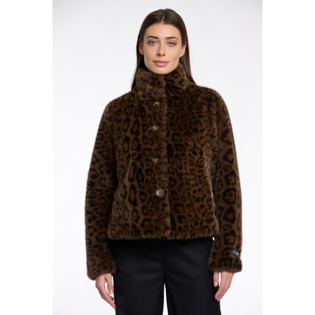 RINO AND PELLE Vie Leopard Faux Fur Jacket - Beige