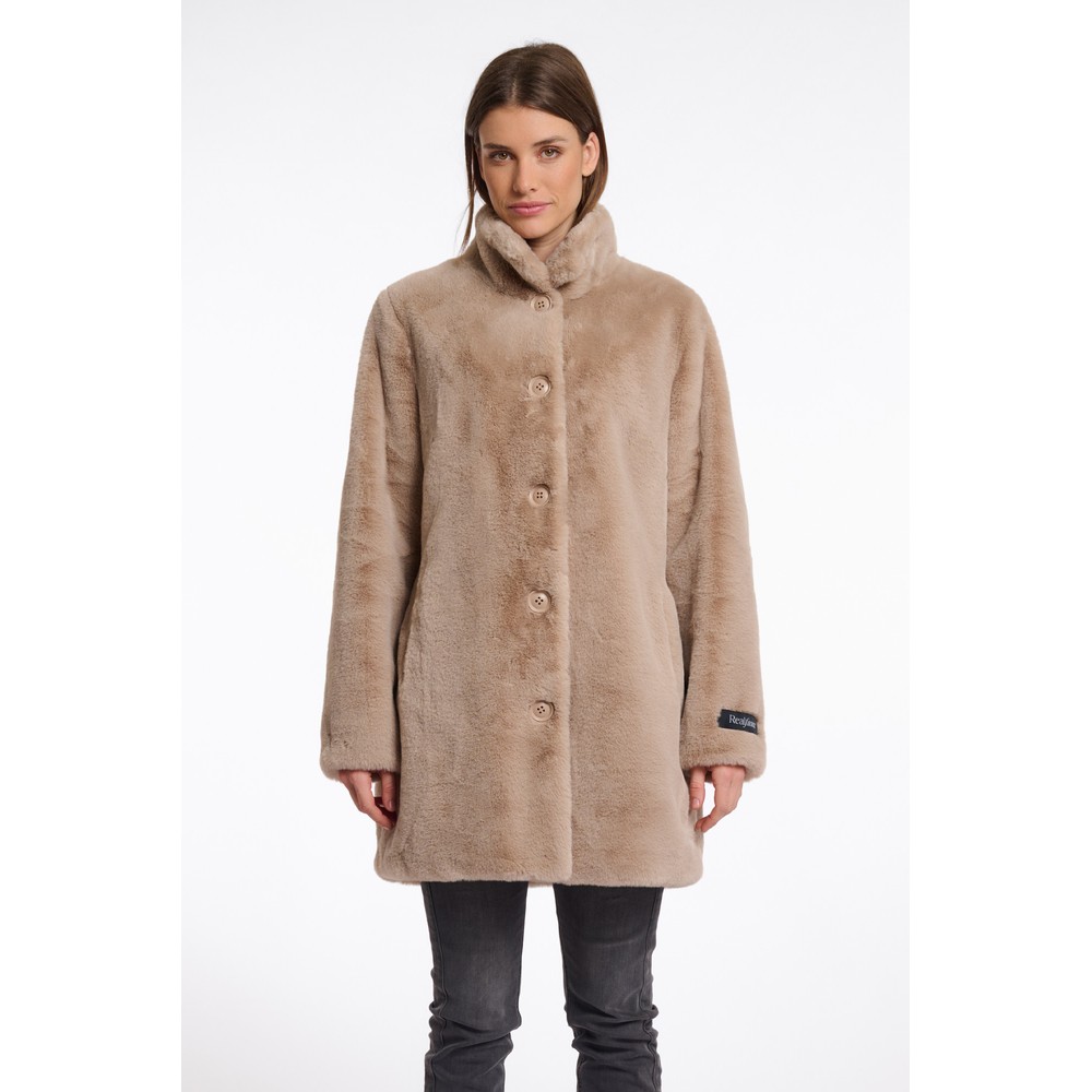 RINO AND PELLE Nonna Oat Faux Fur Coat Oat