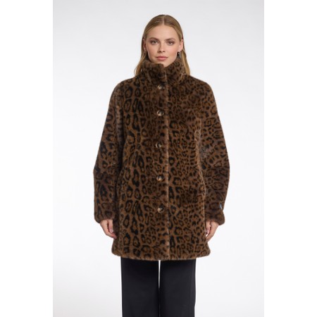 RINO AND PELLE Nonna Leopard Print Faux Fur Coat - Beige