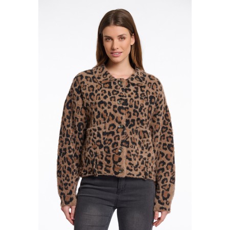 RINO AND PELLE Bubbly Leopard Print Boxy Jacket - Beige