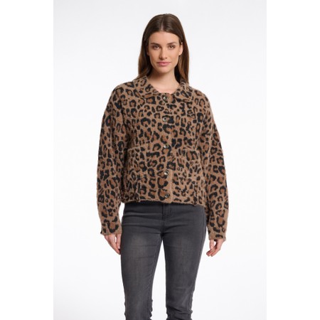 RINO AND PELLE Bubbly Leopard Print Boxy Jacket - Beige