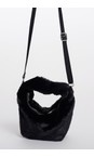 RINO AND PELLE Black  Cheryl Black Faux Fur Crossbody Bag  