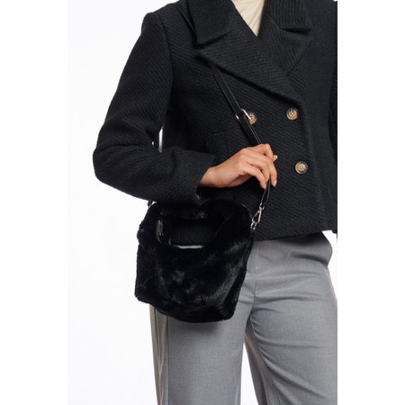 RINO AND PELLE Cheryl Black Faux Fur Crossbody Bag - Black