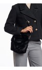 RINO AND PELLE Black  Cheryl Black Faux Fur Crossbody Bag  
