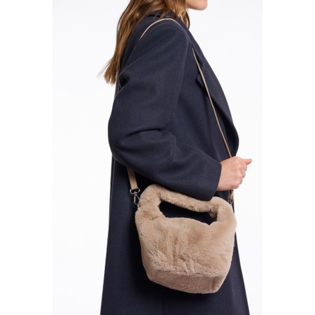 RINO AND PELLE Cheryl Oat Faux Fur Crossbody Bag - Beige