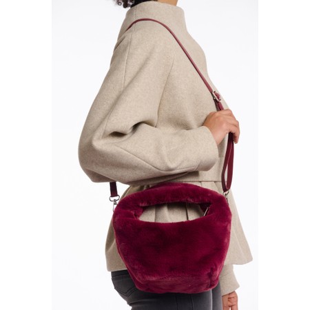 RINO AND PELLE Cheryl Sugar Plum Faux Fur Crossbody Bag - Red