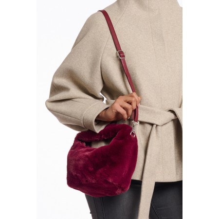 RINO AND PELLE Cheryl Sugar Plum Faux Fur Crossbody Bag - Red