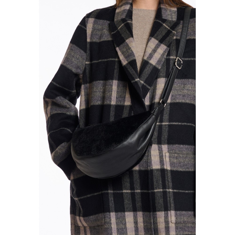 RINO AND PELLE Dalina Black Round Mini Crossbody Bag Black 