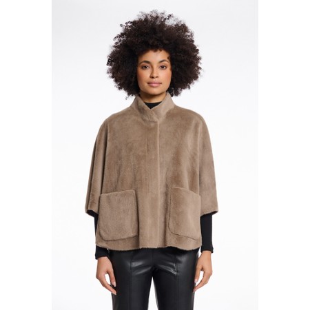 RINO AND PELLE Dewi Toffee Faux Fur Shearling Cape - Brown