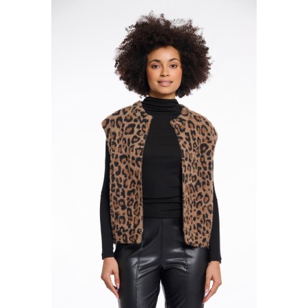 RINO AND PELLE Elona Cosy Knitted Leopard Waistcoat - Beige
