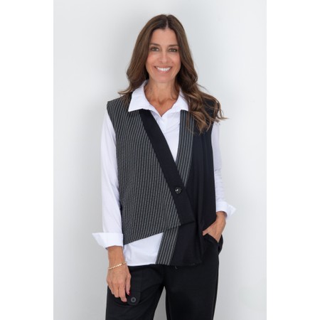Naya Naya Stripped Contrast Panel Waistcoat - Black