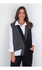 Naya Black / Grey Naya Striped Contrast Panel Waistcoat  