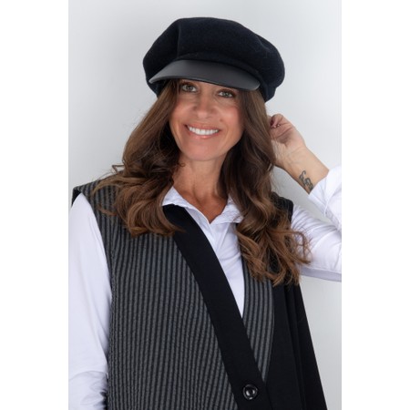 Loevenich Balloon Leather Peak Hat - Black