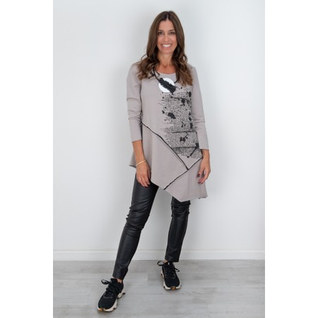 Naya Naya Taupe And Black Print Contrast Top - Beige