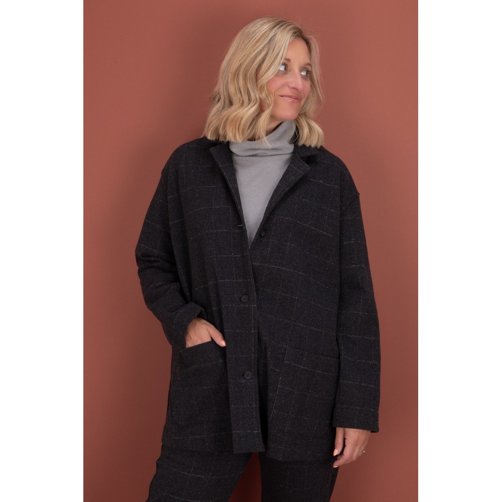 Mama B Cereale J Antracite Jacquard Check Jacket Antracite
