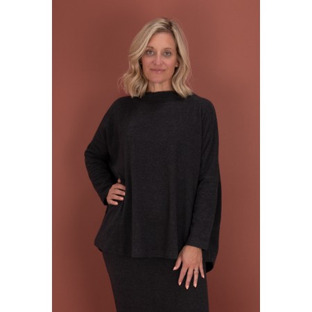 Mama B Spino U Antracite Relaxed Plain Fleece Top - Grey