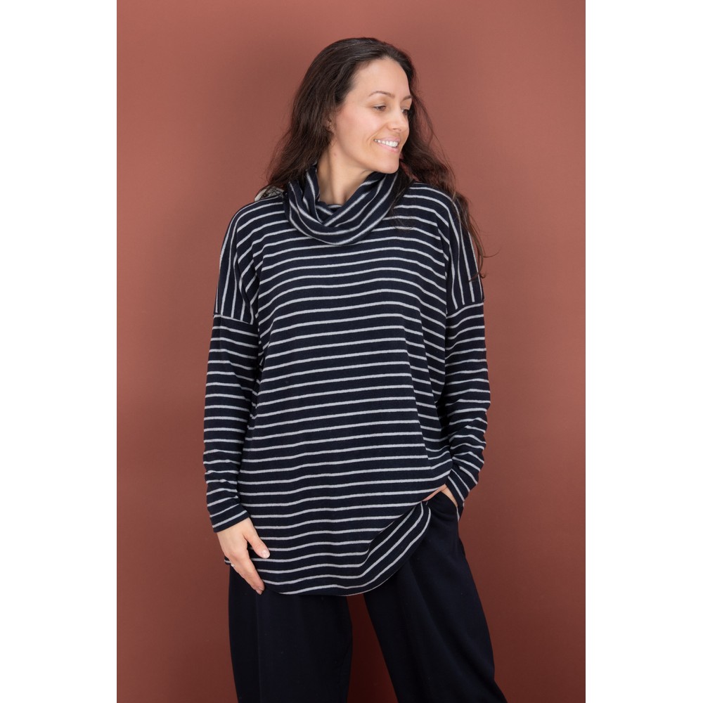 Mama B Oversized Bill R Riga Notte Stripe Fleece Jumper Riga Notte