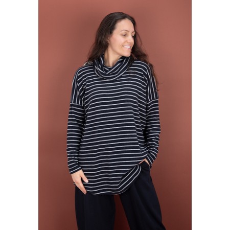 Mama B Bill R Riga Notte Stripe Fleece Jumper - Black
