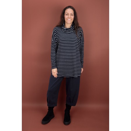 Mama B Bill R Riga Notte Stripe Fleece Jumper - Black