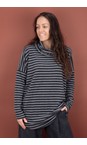 Mama B Riga Antracite Oversized Bill R Riga Antracite Stripe Fleece Jumper  