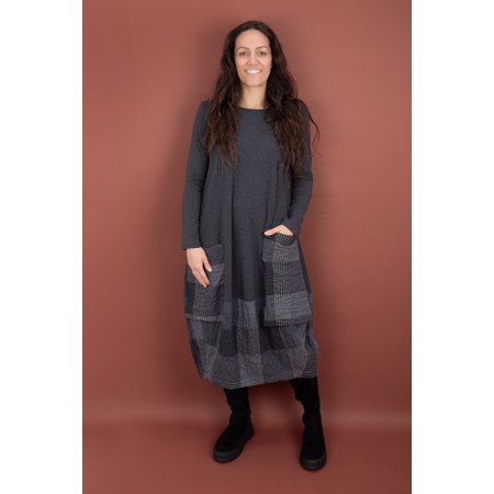 Mama B Metti Woven Check Insert Dress - Grey