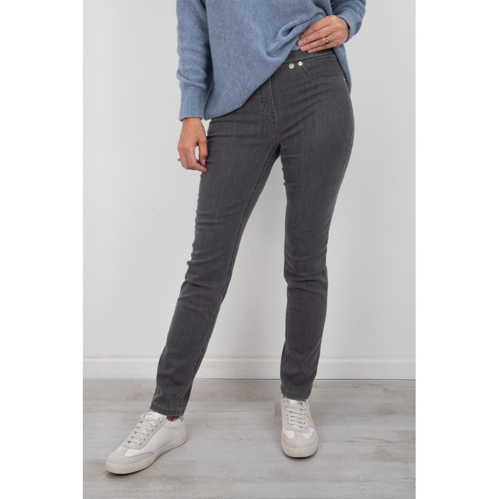 Robell Rose Dark Grey Slim Fit Washed Dark Grey Denim Jean Dark Grey 95