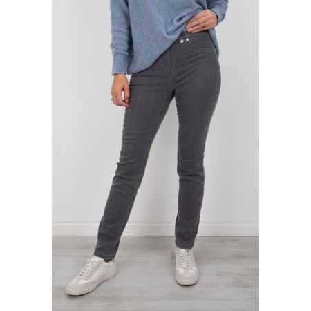 Robell Rose Dark Grey Slim Fit Washed Dark Grey Denim Jean - Grey