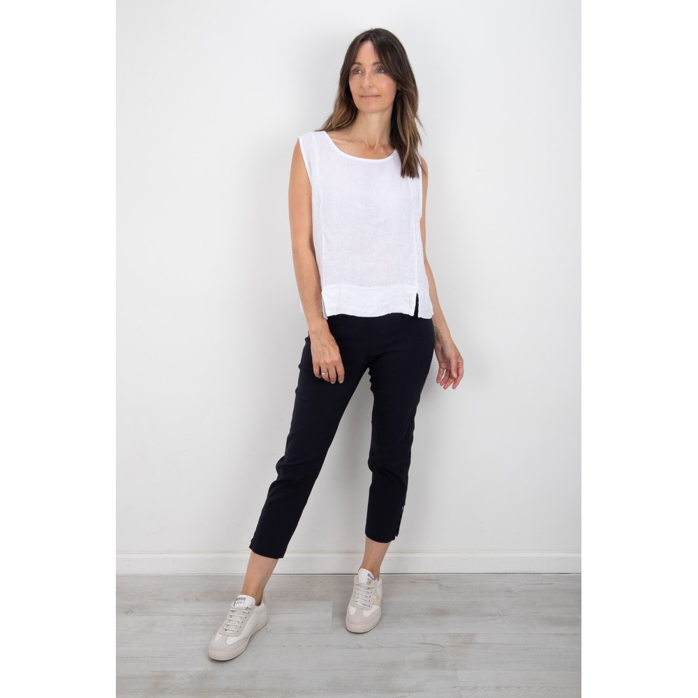 Robell Lena Navy Ankle Detail Cropped Trouser Navy