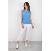 Lena White Ankle Detail Cropped Trouser