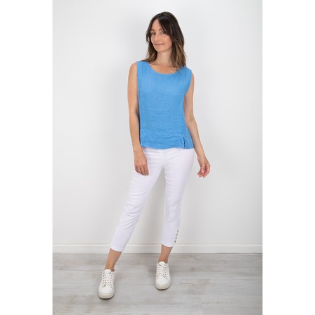 Robell Lena White Ankle Detail Cropped Trouser - White