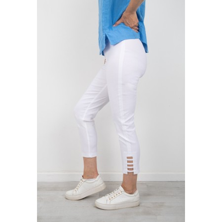 Robell Lena White Ankle Detail Cropped Trouser - White