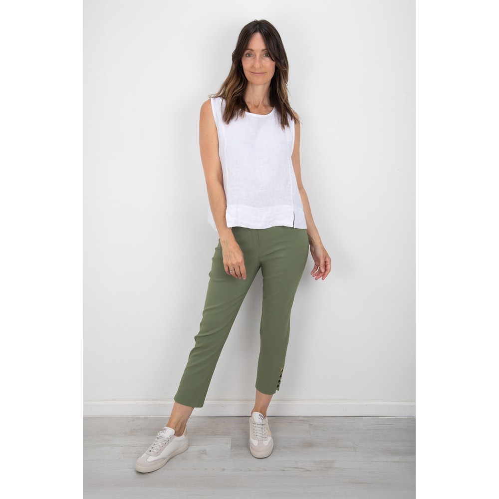 Robell Lena Khaki Ankle Detail Cropped Trouser Khaki 881