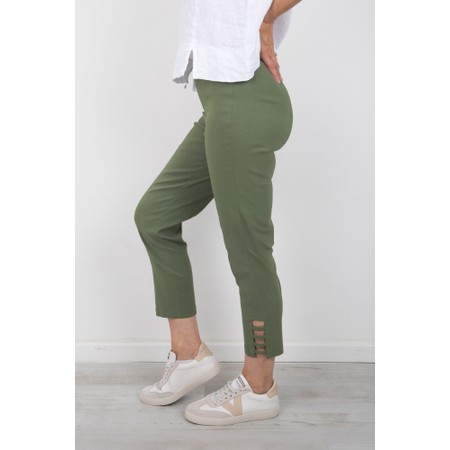 Robell Lena Khaki Ankle Detail Cropped Trouser - Green