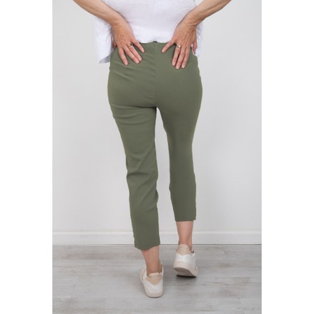 Robell Lena Khaki Ankle Detail Cropped Trouser - Green