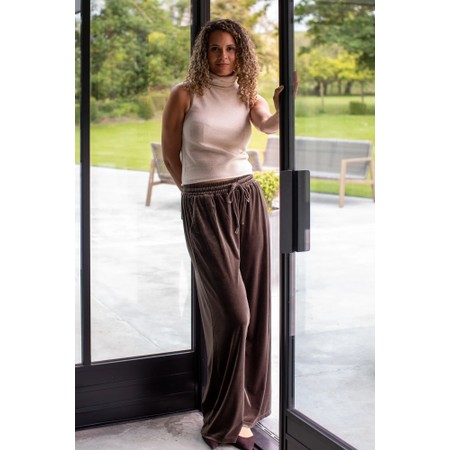 Chalk Tabby Truffle Velour Drawstring Trouser - Brown
