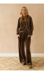 Chalk Truffle Tabby Truffle Velour Drawstring Trouser  