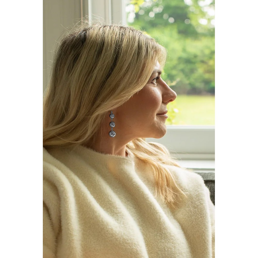 Chalk Blackpool Drop Ball Earrings Silver