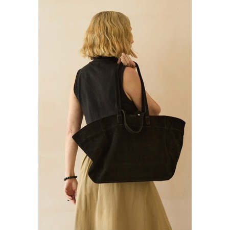 Chalk Soho Slouch Black Suede Bag - Black
