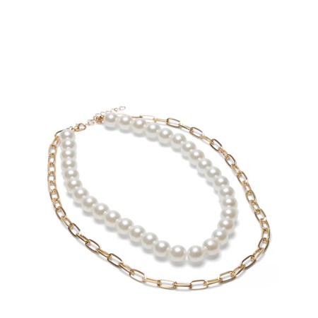 Chalk Rochester Pearl Chain Necklace - Gold