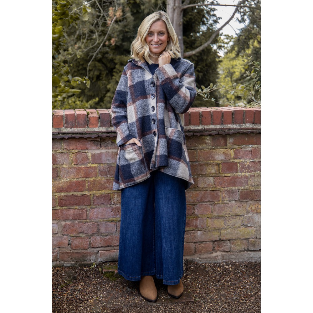 Thing Donnie Boiled Check Shacket Navy