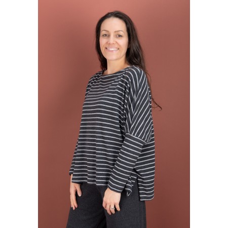 Mama B Martis R Stripe Riga Antracite Wide Knit Jumper - Grey