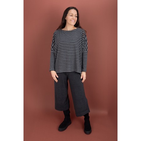 Mama B Martis R Stripe Riga Antracite Wide Knit Jumper - Grey