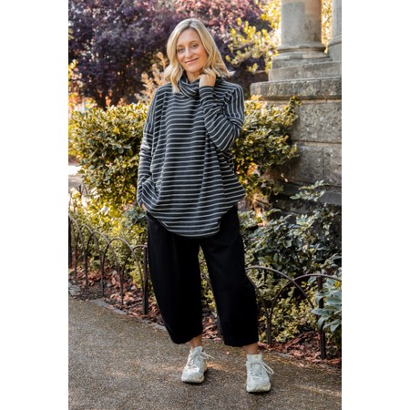 Mama B Oversized Bill R Riga Antracite Stripe Fleece Jumper - Grey
