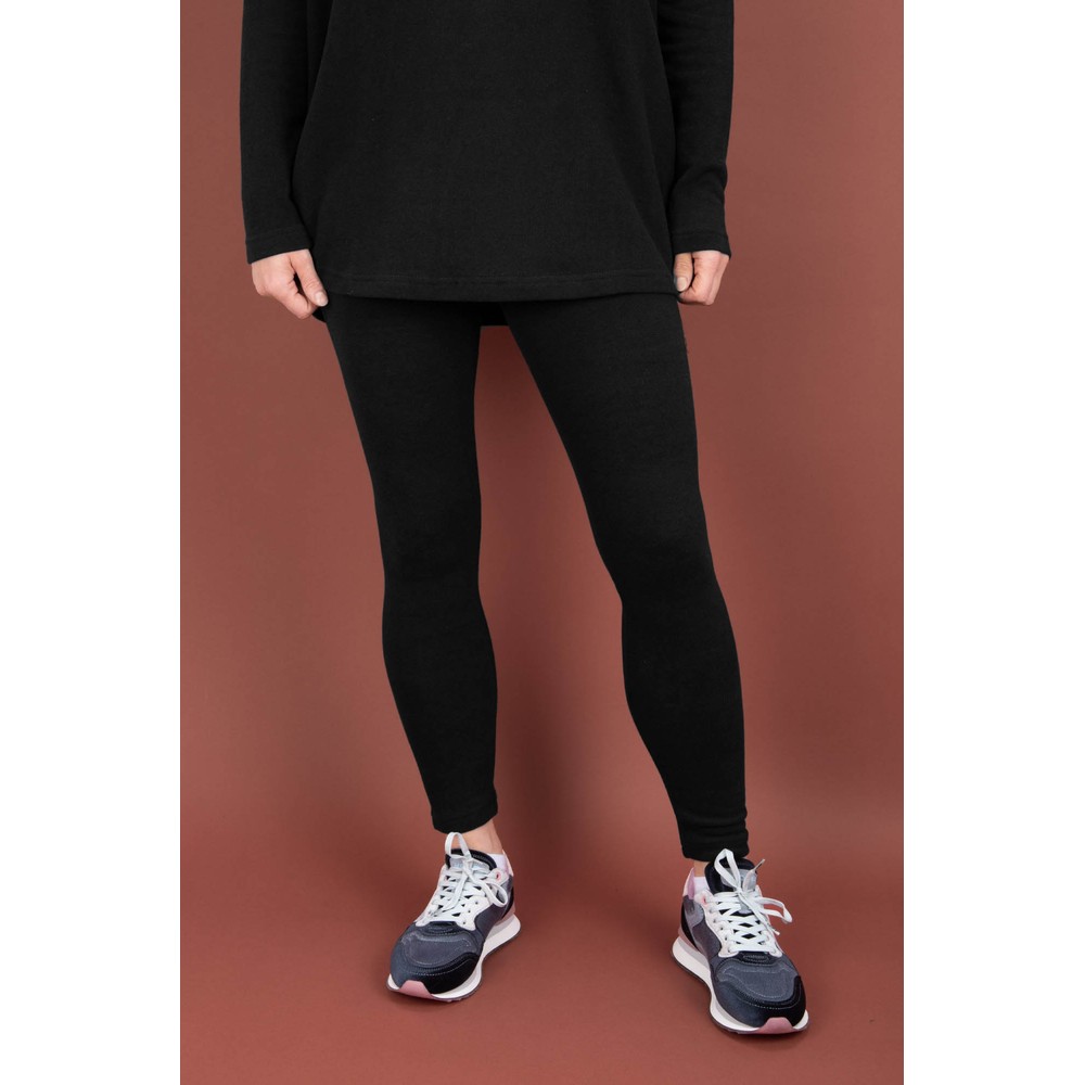 Mama B Plain Nero Fleece Legging Nero